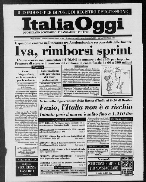 Italia oggi : quotidiano di economia finanza e politica